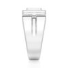 925 Sterling Silver 12MM Diamond Micro Pave Square Stepped Men Wedding Ring - Image 5
