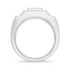 925 Sterling Silver 12MM Diamond Micro Pave Square Stepped Men Wedding Ring - Image 6