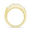925 Sterling Silver 12MM Diamond Micro Pave Square Stepped Men Wedding Ring - Image 9