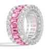 Eternity band with prong-set baguette stones all around