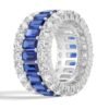 Eternity ring with baguette CZ sapphire stones and prong settings