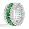 Sterling silver ring set with 3x5mm baguette stones