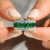 Modern ring design with continuous baguette-cut sparkle