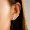 Asscher cut CZ stud earrings with a crisp faceted finish