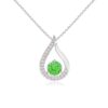 925 Sterling Silver 1CT. Floating Emerald Tulip Diamond Pendant