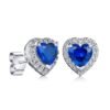 Heart earrings with premium CZ ruby, aquamarine, sapphire