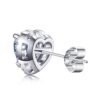 Heart shaped birthstone earrings with polished halo styling