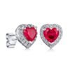 Birthstone stud earrings with round halo stone details