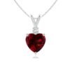 925 Sterling Silver 1CT. Heart Shaped Garnet V Bale Diamond Pendant
