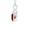 925 Sterling Silver 1CT. Heart Shaped Garnet V Bale Diamond Pendant - Image 2