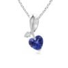 Heart-shaped sapphire-inspired pendant in sterling silver with diamond detailing