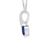 Sterling silver heart pendant with prong-set CZ sapphire and diamond accents