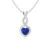 925 Sterling Silver infinity heart pendant with blue heart stone
