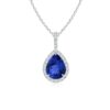 925 Sterling Silver 1CT. Tanzanite Pear Shape Pendant Pave Diamond Halo