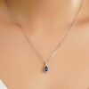 925 Sterling Silver 1CT. Tanzanite Pear Shape Pendant Pave Diamond Halo - Image 3