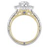 925 Sterling Silver 1CT. Vintage Inspired Two Tone Round Halo Diamond Engagement Ring - Image 2