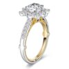 925 Sterling Silver 1CT. Vintage Inspired Two Tone Round Halo Diamond Engagement Ring - Image 3