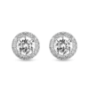 Round diamond pave halo stud earrings in sterling silver