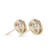 Round stud earrings with refined pave sparkle and halo styling