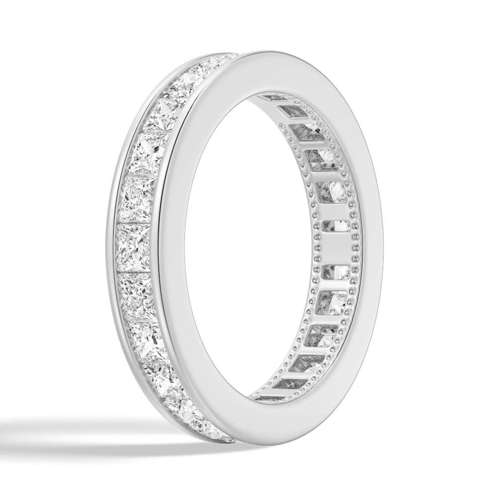 925 Sterling Silver 2.48CT. Channel Set Princess Cut Diamond Eternity Wedding Band