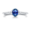 925 Sterling Silver 2.5CT. Oval Sapphire Ring Trio White Sapphire Accents