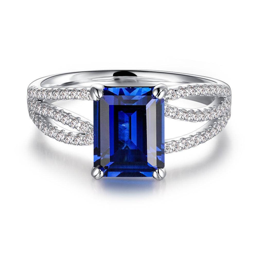 925 Sterling Silver 2.5CT. Petite Split Band Sapphire Ring