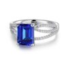 925 Sterling Silver 2.5CT. Petite Split Band Sapphire Ring - Image 2