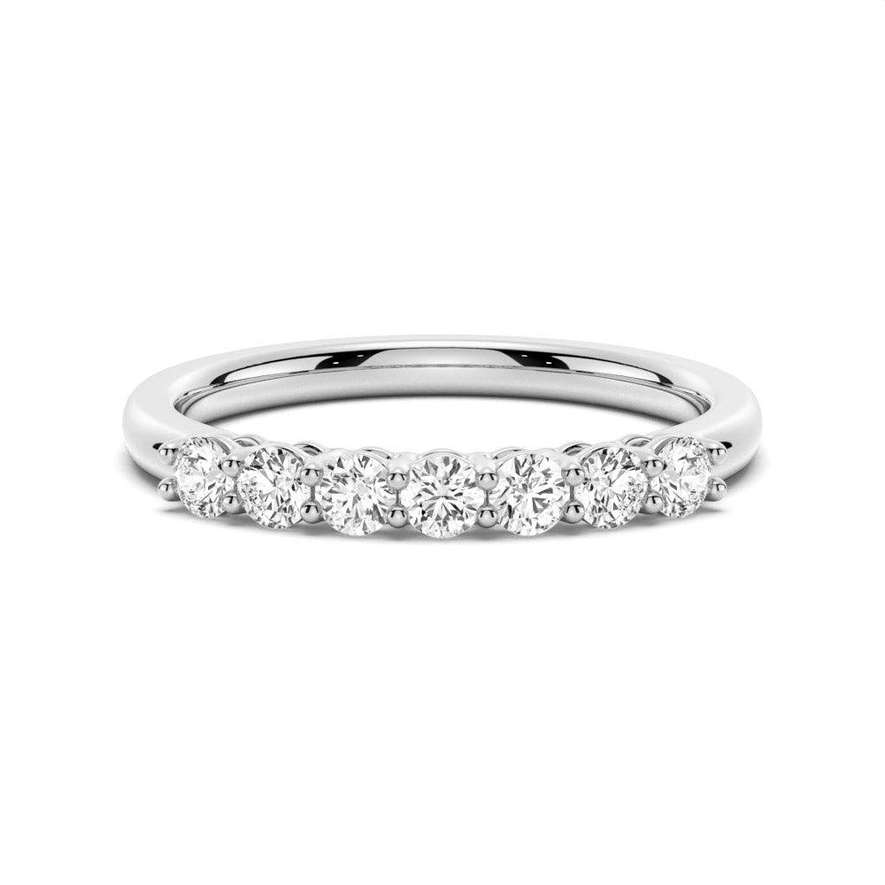 925 Sterling Silver 2.5MM 7 Stone French Pave Diamond Wedding Band
