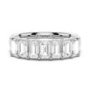 925 Sterling Silver 2.8 Ctw Emerald Cut Diamond Half Eternity Band