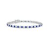 925 Sterling Silver 2.96CT. Classic Sapphire and Brilliant Diamond Tennis Bracelet