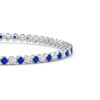 925 Sterling Silver 2.96CT. Classic Sapphire and Brilliant Diamond Tennis Bracelet - Image 2