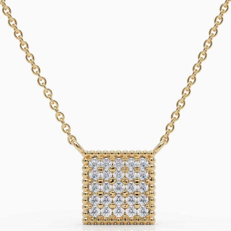 925 Sterling Silver 25 Stone Diamond Necklace