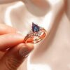 925 Sterling Silver 2CT. Art Deco Kite Cut Alexandrite Engagement Ring Set Diamond Accents - Image 8