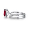 925 Sterling Silver 2CT. Emerald Cut Ruby Bridal Set - Image 3