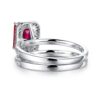 925 Sterling Silver 2CT. Emerald Cut Ruby Bridal Set - Image 4
