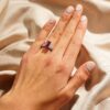 925 Sterling Silver 2CT. Emerald Cut Ruby Bridal Set - Image 5