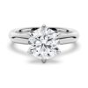 925 Sterling Silver 2CT. Knife Edge 6 Prong Round Diamond Engagement Ring Hidden Sapphire
