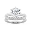 925 Sterling Silver 2CT. Knife Edge 6 Prong Round Diamond Engagement Ring Hidden Sapphire - Image 5