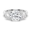 925 Sterling Silver 2CT. Knife Edge Three Stone Round Diamond Engagement Ring