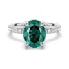 925 Sterling Silver 2CT. Micropave Oval Green Diamond Engagement Ring Hidden Halo