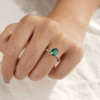 925 Sterling Silver 2CT. Micropave Oval Green Diamond Engagement Ring Hidden Halo - Image 6