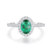 925 Sterling Silver 2CT. Oval Emerald Classic Halo Ring