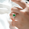 925 Sterling Silver 2CT. Oval Emerald Classic Halo Ring - Image 13