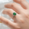 925 Sterling Silver 2CT. Oval Emerald Classic Halo Ring - Image 14