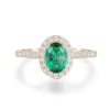 925 Sterling Silver 2CT. Oval Emerald Classic Halo Ring - Image 2