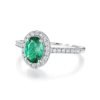 925 Sterling Silver 2CT. Oval Emerald Classic Halo Ring - Image 4