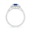 925 Sterling Silver 2CT. Oval Sapphire Ring Sunburst Diamond Halo - Image 2