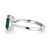 925 Sterling Silver 2CT. Petite Emerald Cut Emerald Diamond Ring - Image 3