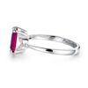 925 Sterling Silver 2CT. Petite Emerald Cut Ruby Diamond Ring - Image 3