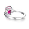 925 Sterling Silver 2CT. Petite Emerald Cut Ruby Diamond Ring - Image 4